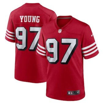 mens nike bryant young scarlet san francisco 49ers retired a
